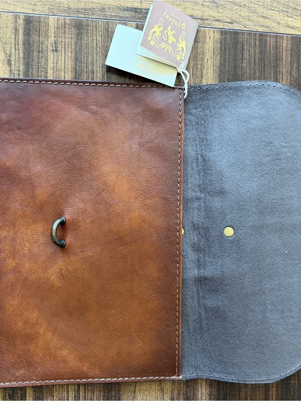 PRATESI Made In Italy Envelope Leather Pouch Purse W/Dust Jacket New With Tags